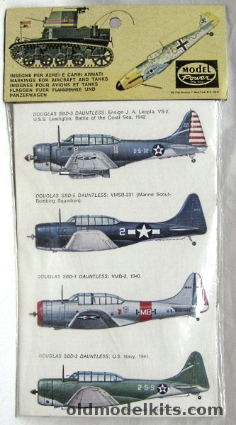 Model Power 1/72 Decals - For (4) Northrop P-61 Black Widows ('Lovely Lady' / 'Lady of the Dark' / 'Battle Ax' / 'Black Widow' with 4 graphic nose arts) and (4) SBD Dauntless Dive Bombers (JA Leppla VS-2 USS Lexington  Coral Sea '42 / VMSB-231 US Marines / SBD-1 VMB-2 194, 45 plastic model kit